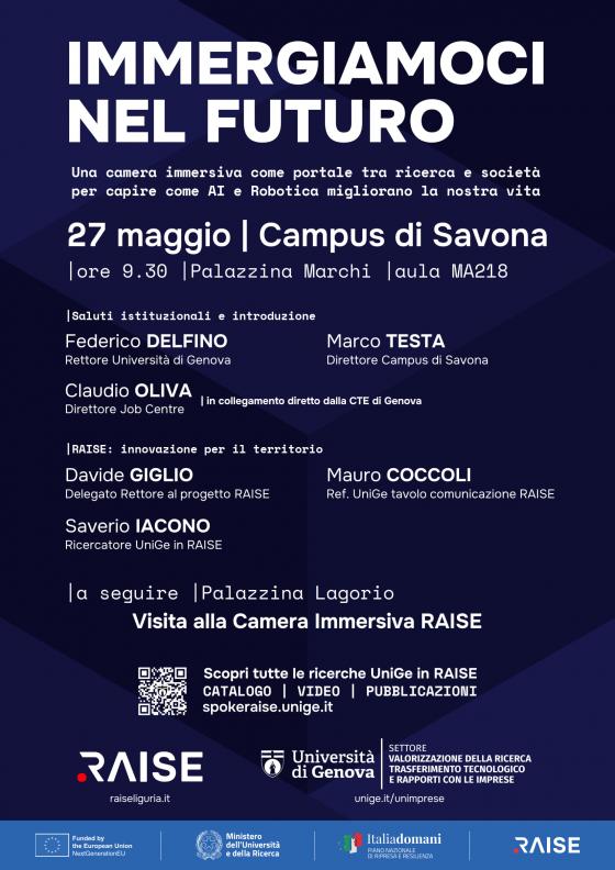 Evento Camera Immersiva RAISE a Savona 27 maggio 2026
